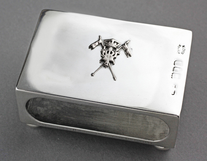 Asprey Silver & Gold Regimental Match Box Cover - 21st Hussars/Lancers, Major Stapylton
